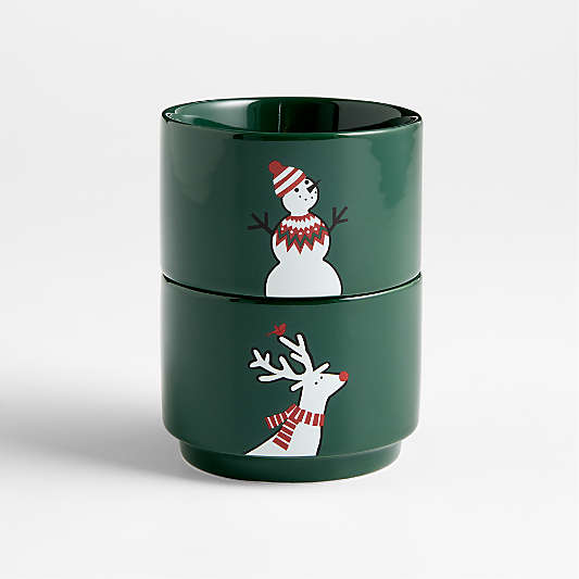 Arctic Friends Evergreen Ceramic Ramekins by Joan Anderson, Set of 2