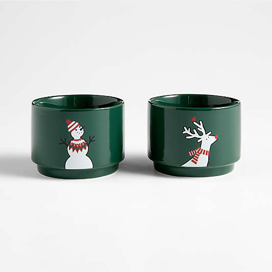 Arctic Friends Evergreen Ceramic Ramekins by Joan Anderson, Set of 2