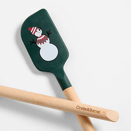 Joan Anderson Arctic Friends Green Silicone and Wood Mini Spatula, Set of 2
