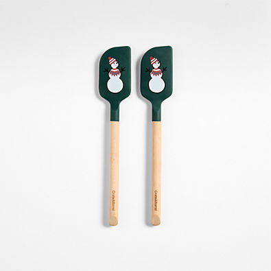 View Joan Anderson Arctic Friends Green Silicone and Wood Mini Spatula, Set of 2 details