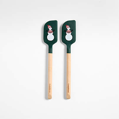 Joan Anderson Arctic Friends Green Silicone and Wood Mini Spatula, Set of 2