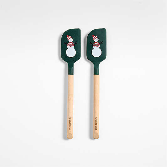 Joan Anderson Arctic Friends Green Silicone and Wood Mini Spatula, Set of 2