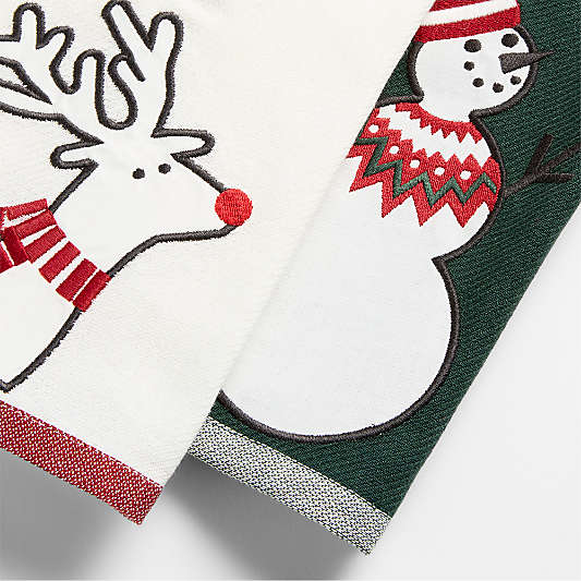Joan Anderson Arctic Friends Green Organic Cotton Kitchen Towels, Set of 2