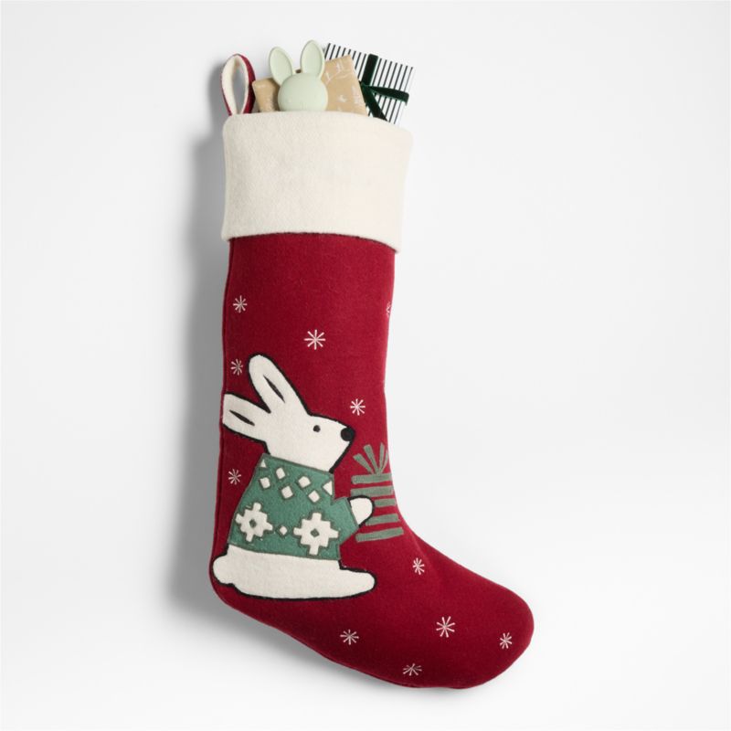 Arctic Friends Bunny Wool Christmas Stocking by Joan Anderson - image 2 of 3