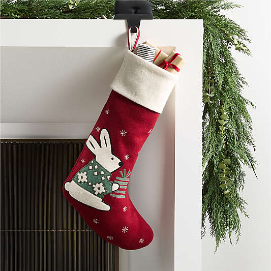 Arctic Friends Bunny Wool Christmas Stocking by Joan Anderson