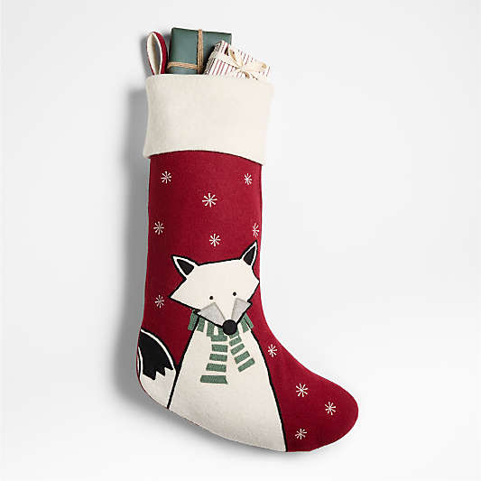 Arctic Friends Fox Wool Christmas Stocking by Joan Anderson