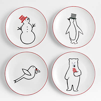 Joan Anderson Arctic Friends Holiday Salad Plates, Set of 4