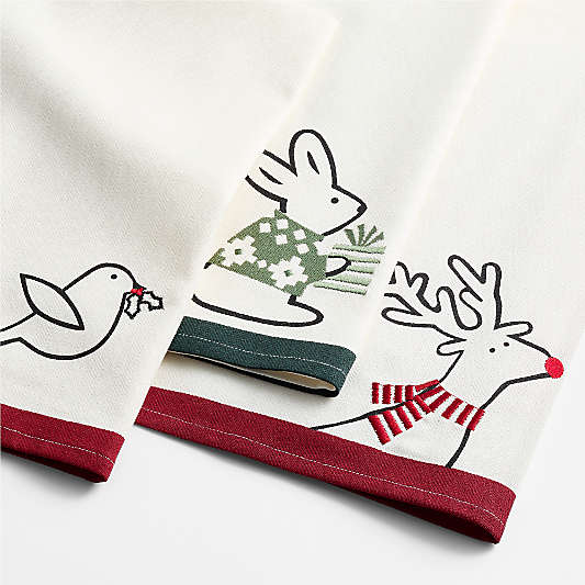 Arctic Friends Organic Cotton Kitchen Towels, Set of 3 by Joan Anderson