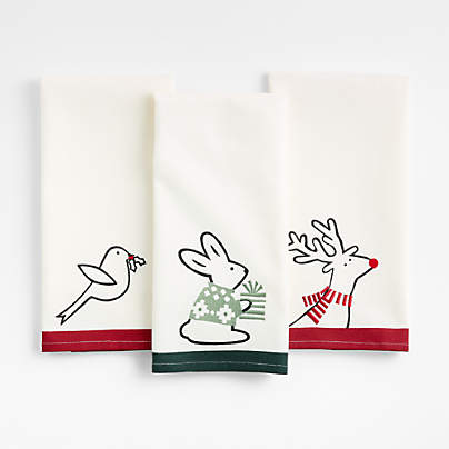 Arctic Friends Organic Cotton Kitchen Towels, Set of 3 by Joan Anderson