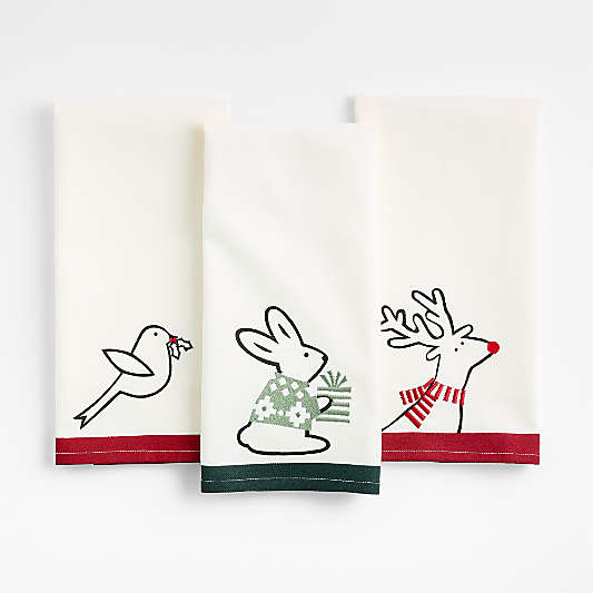 Arctic Friends Organic Cotton Kitchen Towels, Set of 3 by Joan Anderson