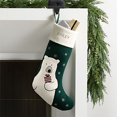 View Arctic Friends Polar Bear Wool Christmas Stocking by Joan Anderson details