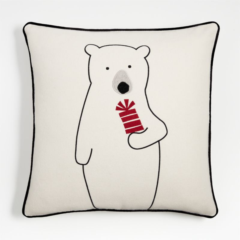 Crate Barrel Arctic Friend Polar Bear Holiday Throw Pillow