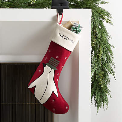 Arctic Friends Penguin Wool Christmas Stocking by Joan Anderson