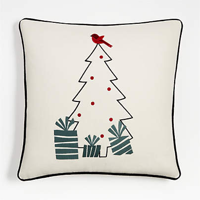 Arctic Friend Tree 23"x23" Holiday Throw Pillow with Feather Insert by Joan Anderson