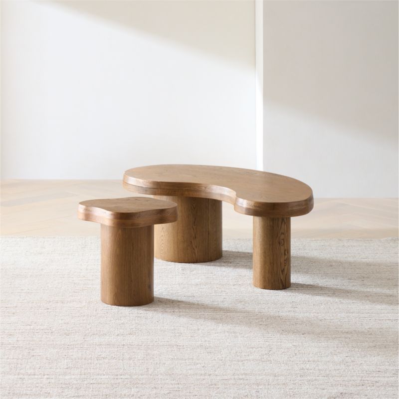 Augie and Winslow Brown Oak Wood Nesting Tables by Jake Arnold - image 5 of 13