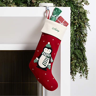 Baby Penguin Kids Christmas Stocking by Joan Anderson