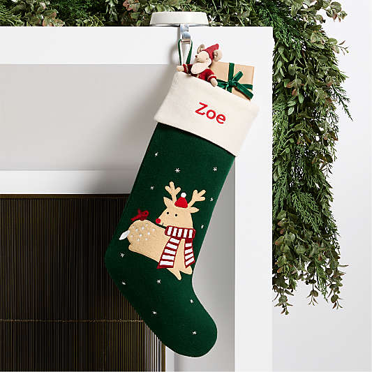 Baby Reindeer Kids Christmas Stocking by Joan Anderson