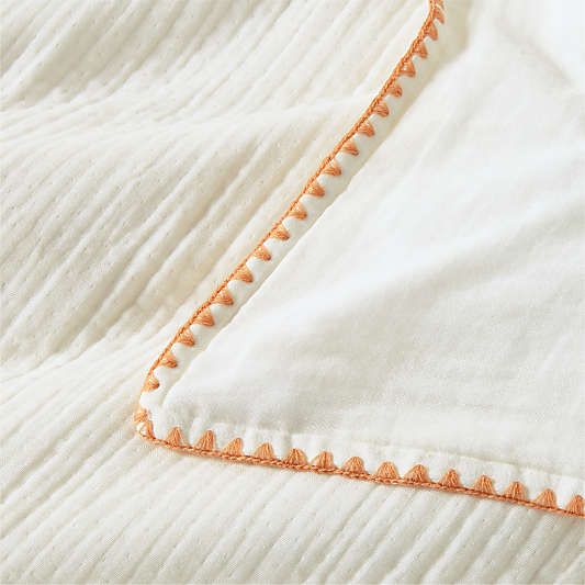 Beckett Pampas Ivory Supersoft Luxe Embroidered Sunwashed Pink Edge Organic Cotton Kids Duvet By Jake Arnold