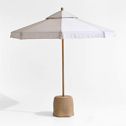 The Cobden 9' Round Outdoor Umbrella with Felix Wicker Base Side Table by Jake Arnold