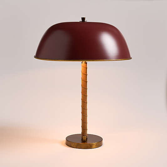 Dalton Brown Suede and Metal Dome Table Lamp by Jake Arnold 19.7"