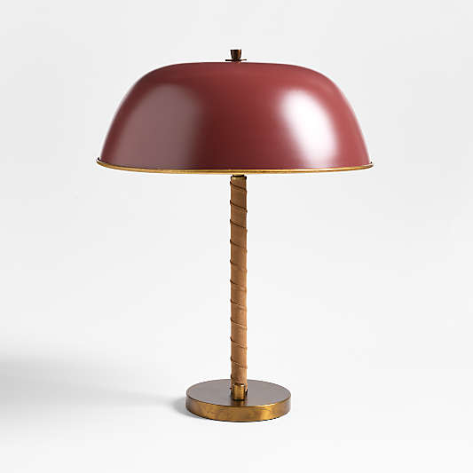 Dalton Brown Suede and Metal Dome Table Lamp by Jake Arnold 19.7"