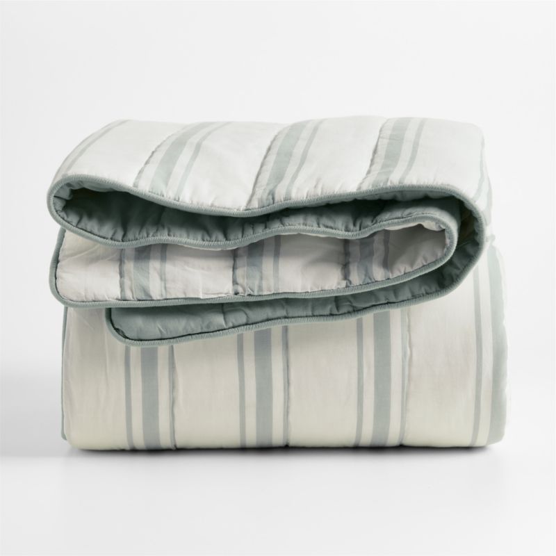 Edward Blue Sea Turtle Ticking Stripe Kids Twin Quilt by Jake Arnold ...