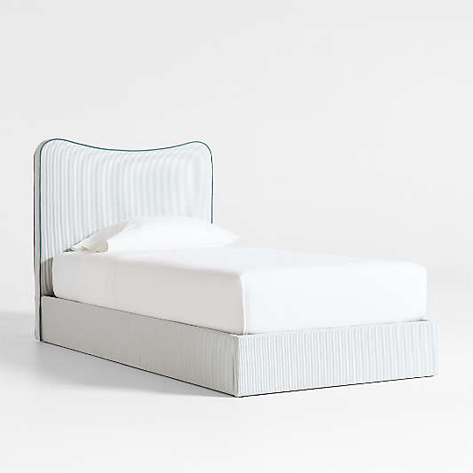 Everett Ocean Green Upholstered Kids Storage Bed by Jake Arnold