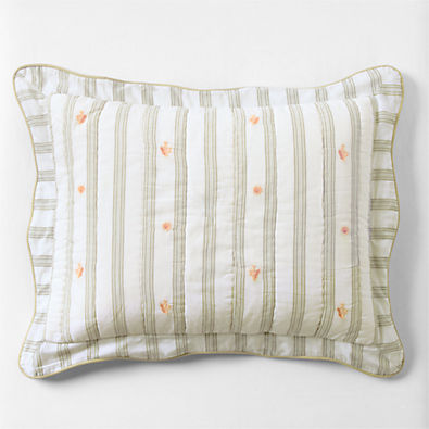 View Francis Green Coral Reef Embroidered Stripe Organic Cotton Kids Sham by Jake Arnold details