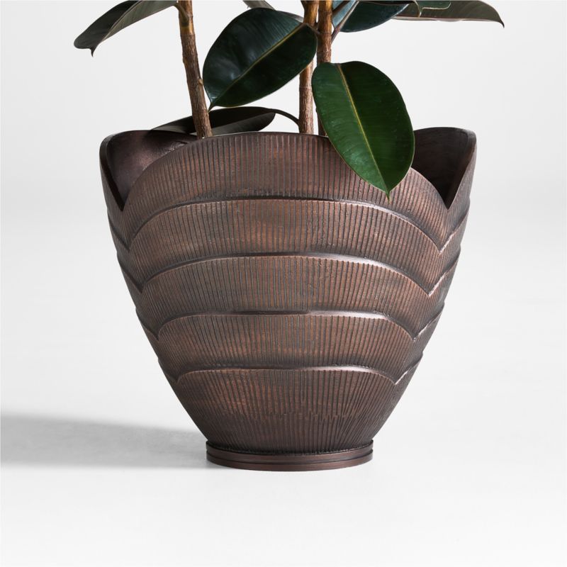 Viewing product image Hackney Large Bronze Metal Indoor/Outdoor Planter 18"x16" by Jake Arnold - image 1 of 6