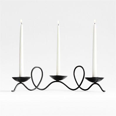View Hand-Forged Black Metal Taper Candle Holder Centerpiece by Jake Arnold details