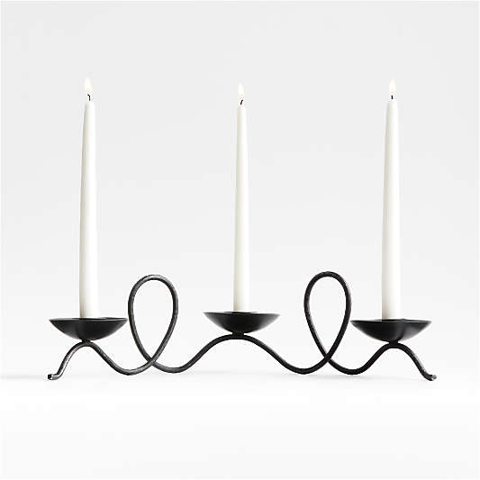 Hand-Forged Black Metal Taper Candle Holder Centerpiece by Jake Arnold