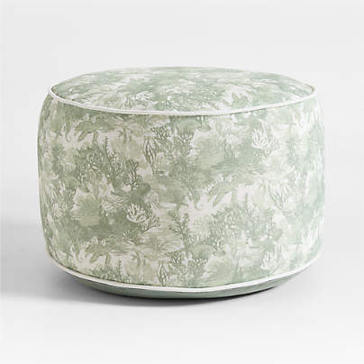 Kare Green Tapestry Kids Pouf by Jake Arnold