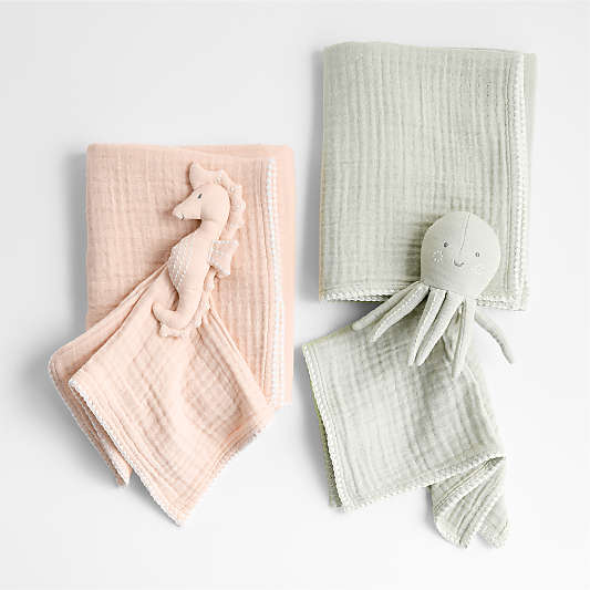 Sunny Green Octopus Lovey + Baby Stroller Blanket Set by Jake Arnold