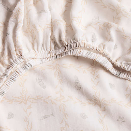 Lulot Green Seasape Supersoft 100% Organic Cotton Baby Crib Fitted Sheet by Jake Arnold