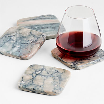 View Pink Marble Coasters by Jake Arnold, Set of 4 details