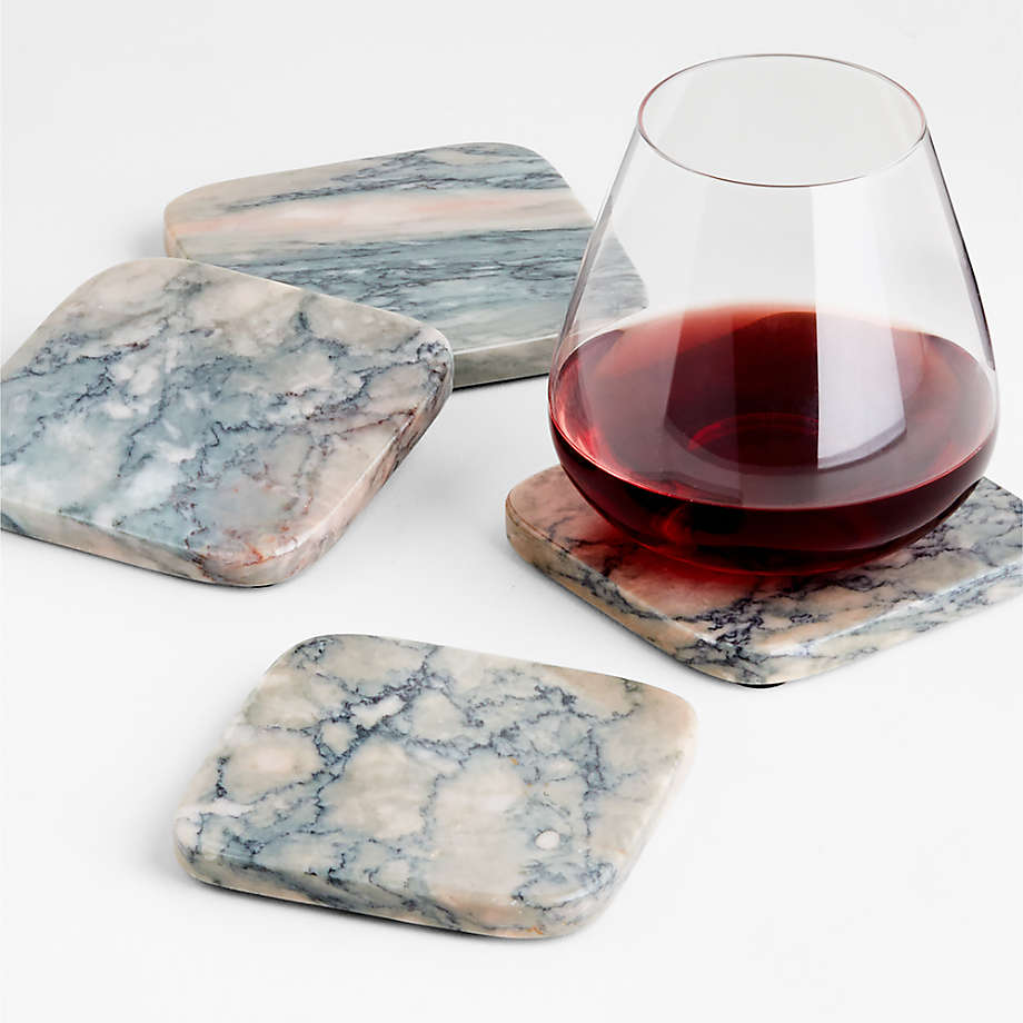 Square Marble and Wood Coasters 4 Pack - World Market