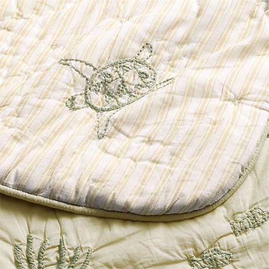 Raphaela Green Seascape 100% Organic Cotton Baby Crib Quilt by Jake Arnold