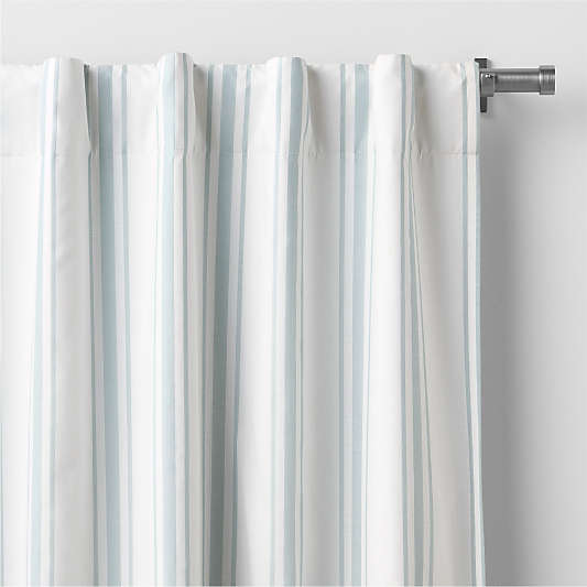 Rhodes Blue Yarndye Stripe Organic Cotton Blackout Curtain Panel by Jake Arnold
