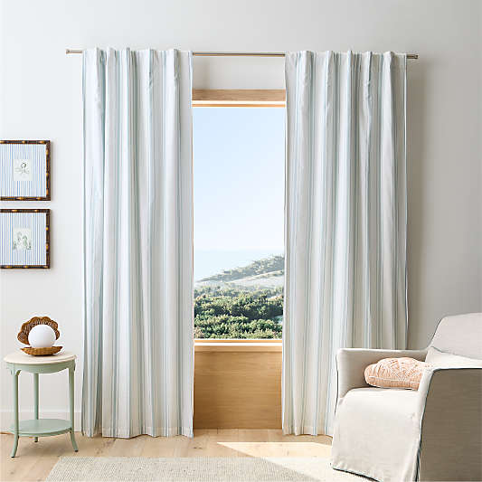 Rhodes Blue Yarndye Stripe Curtain Panel by Jake Arnold