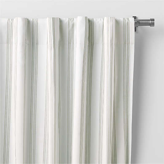 Rhodes Green Yarndye Stripe Organic Cotton Blackout Curtain Panel 44" x 84" by Jake Arnold