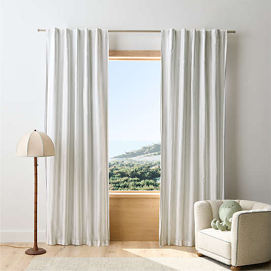 Rhodes Green Yarndye Stripe Organic Cotton Blackout Curtain Panel 44" x 96" by Jake Arnold