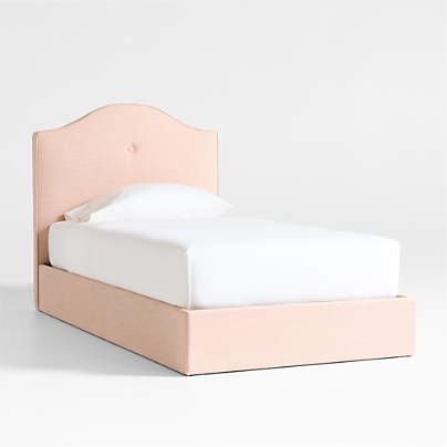 Romer Coral Pink Upholstered Kids Twin Bed by Jake Arnold