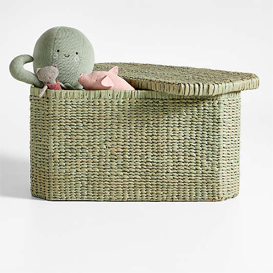 Rudy Rattan Sage Green Kids Toy Bin by Jake Arnold