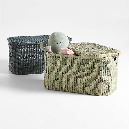 Rudy Rattan Sage Green Kids Toy Bin by Jake Arnold