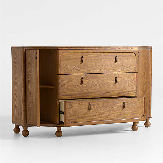 Thurloe 58" Oak Wood Kids 3-Drawer Dresser by Jake Arnold
