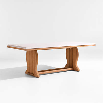 The Townsend 85.5" Teak Wood and Stone Indoor/Outdoor Dining Table by Jake Arnold