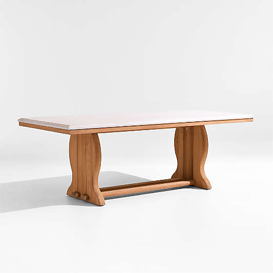 Townsend 85.5" Teak Wood and Stone Indoor/Outdoor Dining Table by Jake Arnold