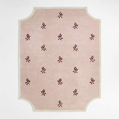 12th Street Floral Cut-Out Edges Wool and Tencel Kids Area Rug 6x9 by Jeremiah Brent