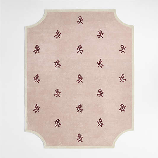 12th Street Floral Cut-Out Edges Wool and Tencel Kids Area Rug by Jeremiah Brent
