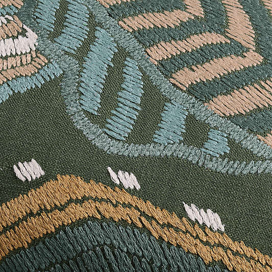 Abstract Embroidered 22"x15" Ficus Green Throw Pillow by Jeremiah Brent